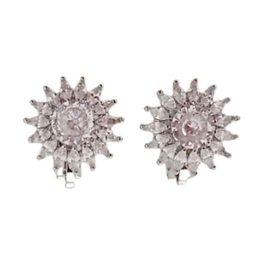 Stud Diamante And Silver Clip On Earrings