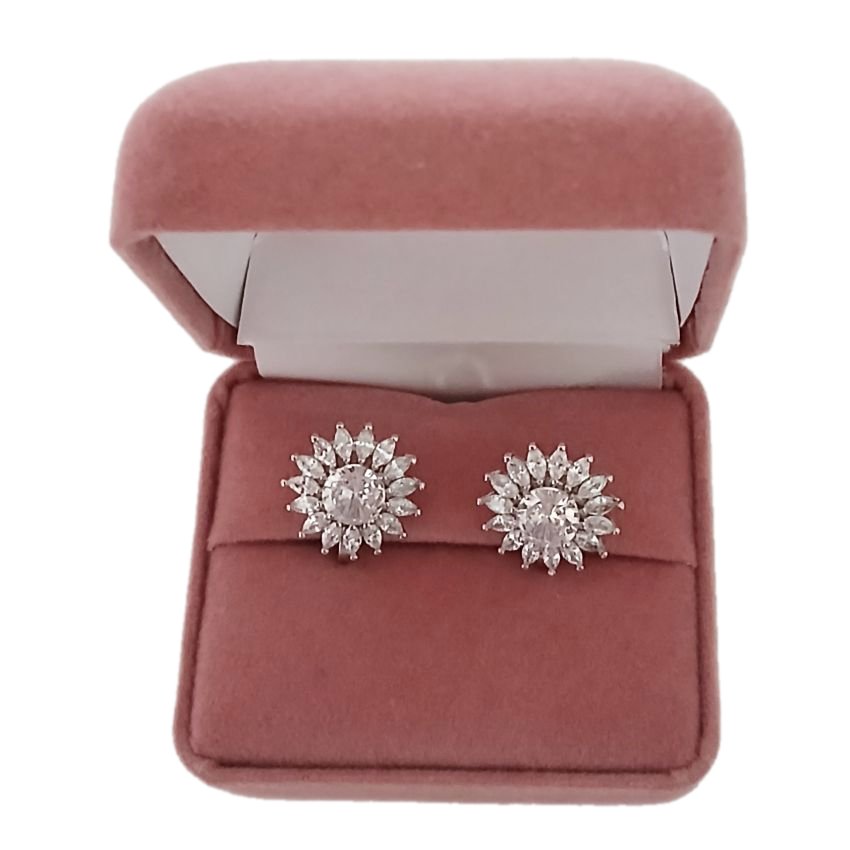 Stud Diamante And Silver Clip On Earrings(2)