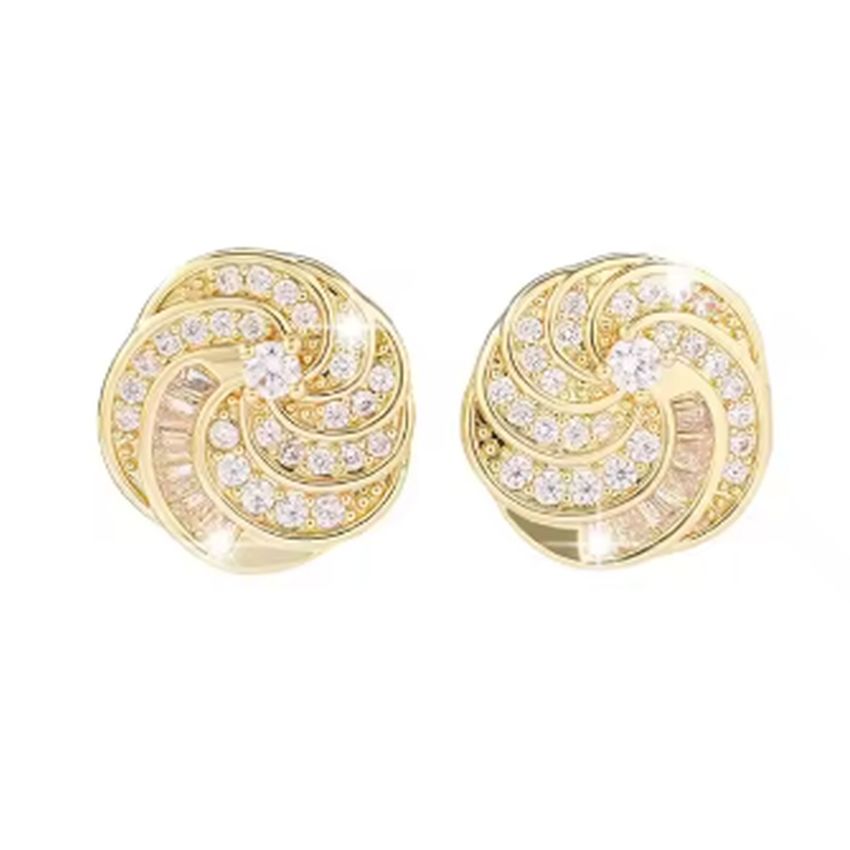 Stunning Cubic Zirconia Swirl Clip On Earrings