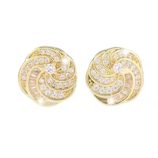 Stunning Cubic Zirconia Swirl Clip On Earrings