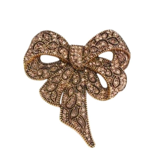 Stunning Tied Bow Crystal Encrusted Brooch
