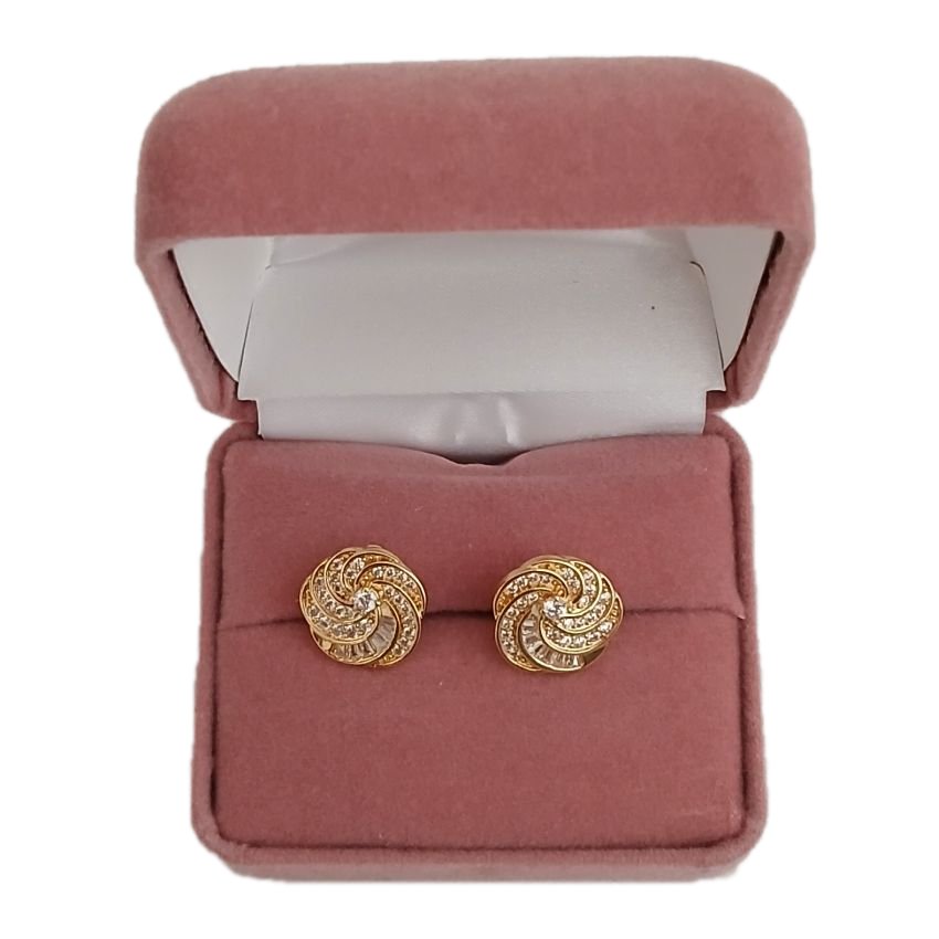 Stunning Cubic Zirconia Swirl Clip On Earrings(2)