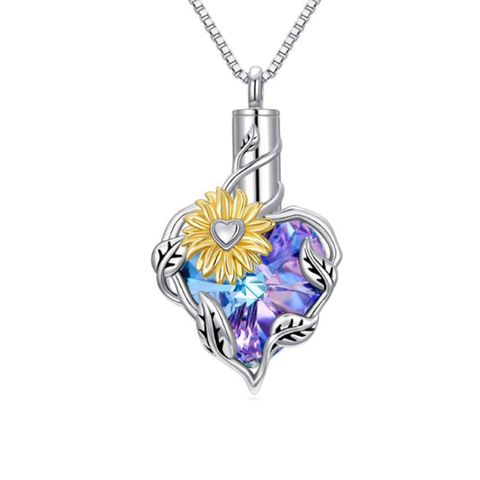 Sunflower Heart Cremation Ashes Locket