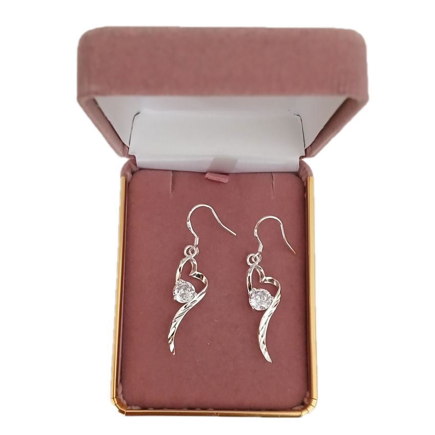 Swirl CZ Centre Silver Dangly Earrings(2)