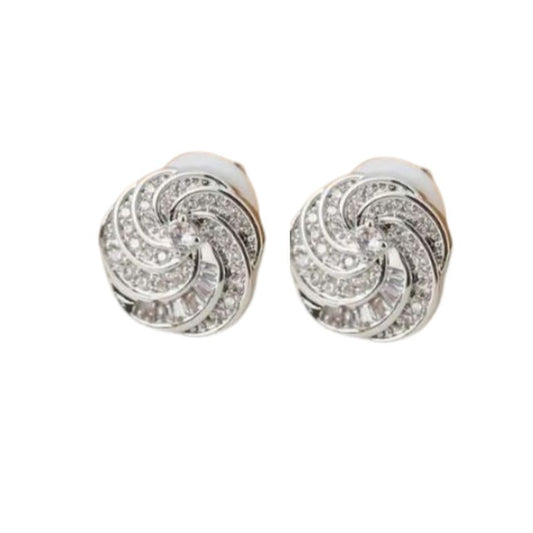 Swirl Diamante Stud Clip On Earrings