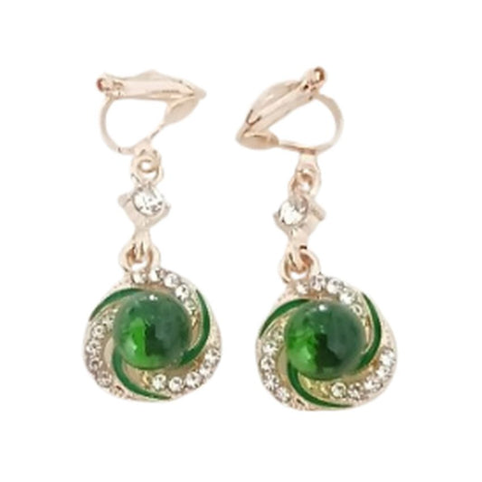 Swirl Green Clip On Earrings