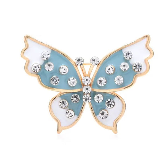 Teal And White Butterfly Ladies Brooch