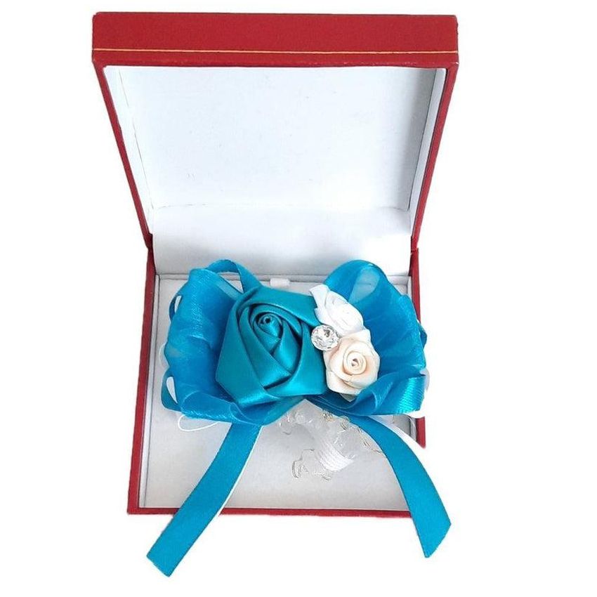 Teal Blue Rosebud Bracelet Wrist Corsage