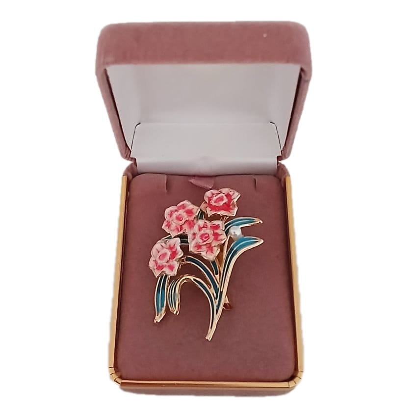 Teal And Pink Flower Ladies Brooch(2)