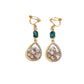 Teal Blue Diamante Clip On Earrings