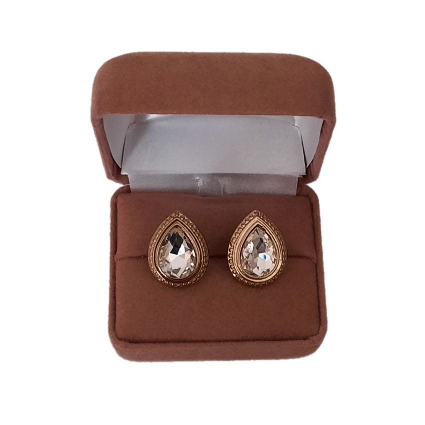 Teardrop Stud Diamante Clip On Earrings(2)