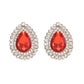 Teardrop Red Cushion Diamante Clip On Earrings