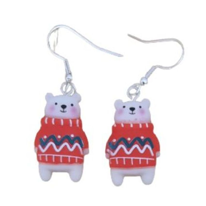 Teddy In A Jumper Xmas Earrings