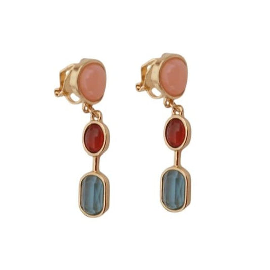 Three Colour Clip On Earrings