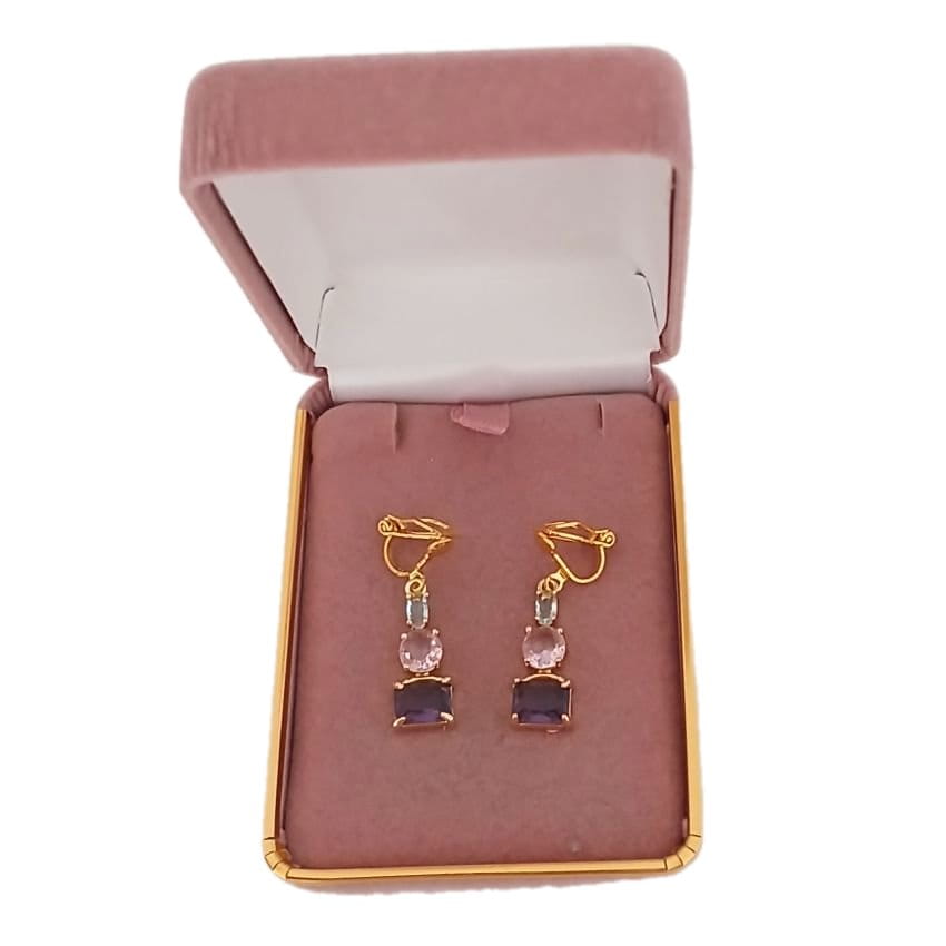 Three Colour Clip On Earrings(2)