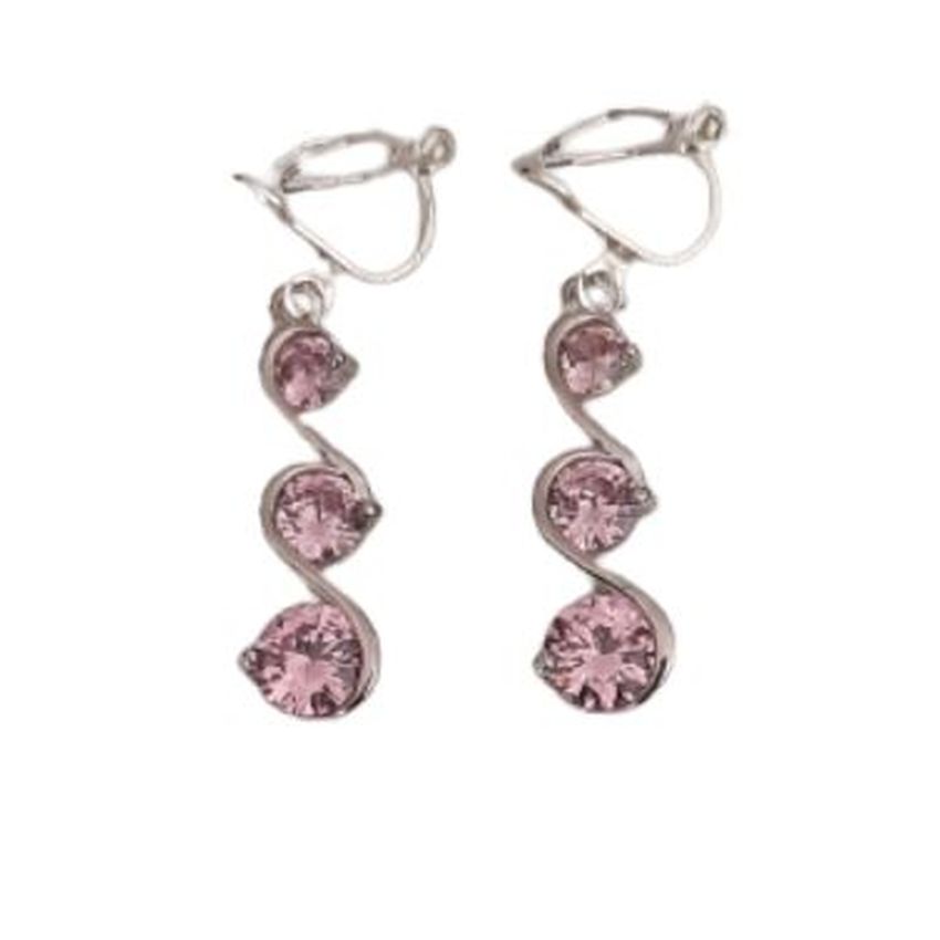 Three Drop Sparkly Diamante Clip On Earrings