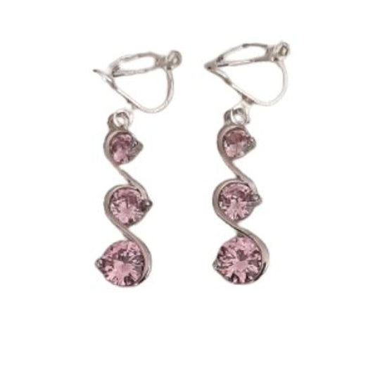 Three Drop Sparkly Diamante Clip On Earrings