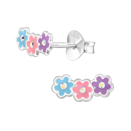 Three Flowers Girls Stud Earrings
