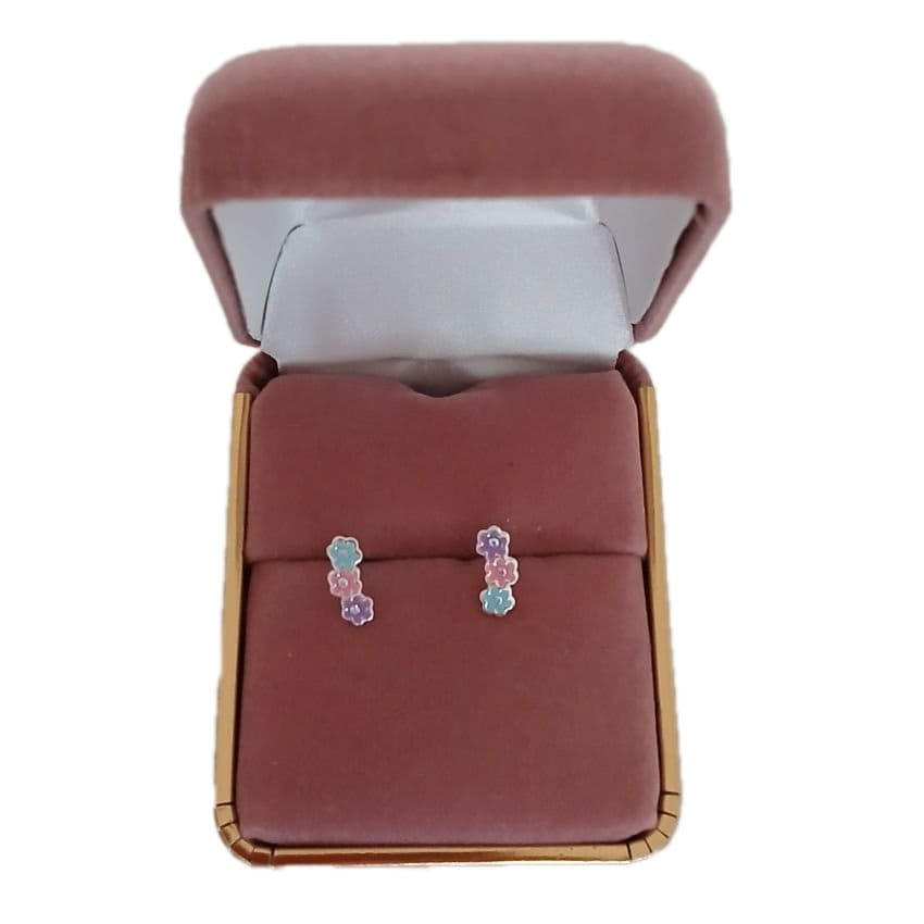 Three Flowers Girls Stud Earrings(2)