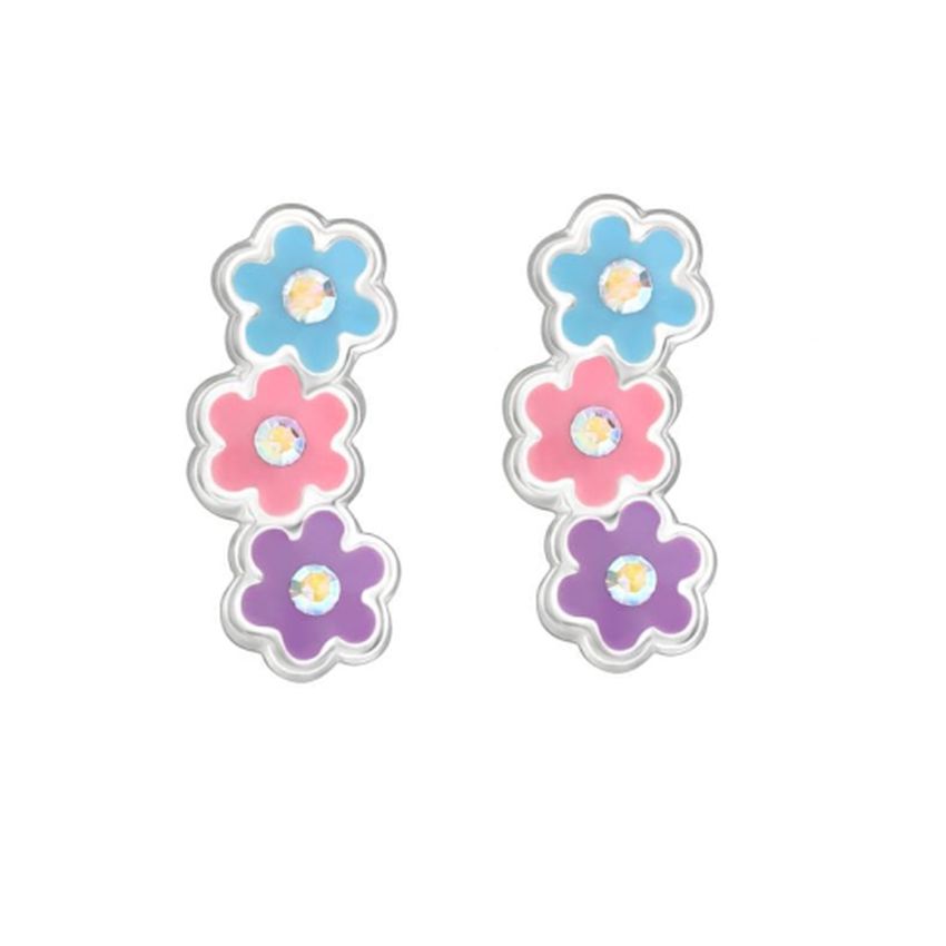 Three Flowers Girls Stud Earrings