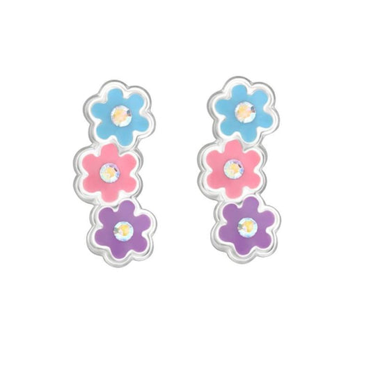 Three Flowers Girls Stud Earrings