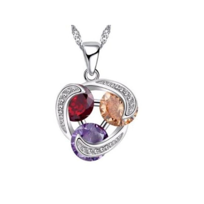 Three Twist Design Coloured Topaz Stone Pendant