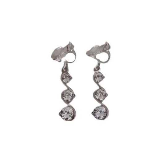 Three Zirconia Drop Clip On Earrings