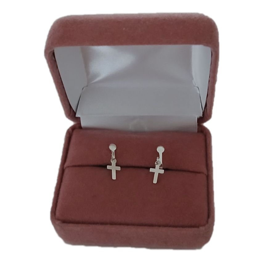Tiny Cross Clip On Communion Earrings(2)