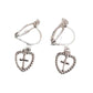 Tiny Cross In A Heart Clip On Earrings