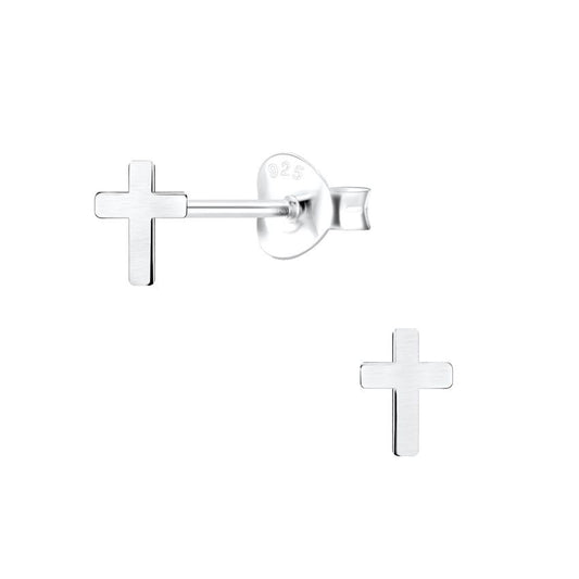 Tiny Cross Sterling Silver Communion Earrings
