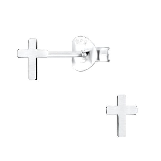 Tiny Cross Sterling Silver Communion Earrings