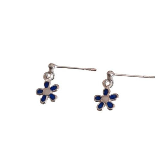Tiny Drop Sterling Silver Flower Earrings