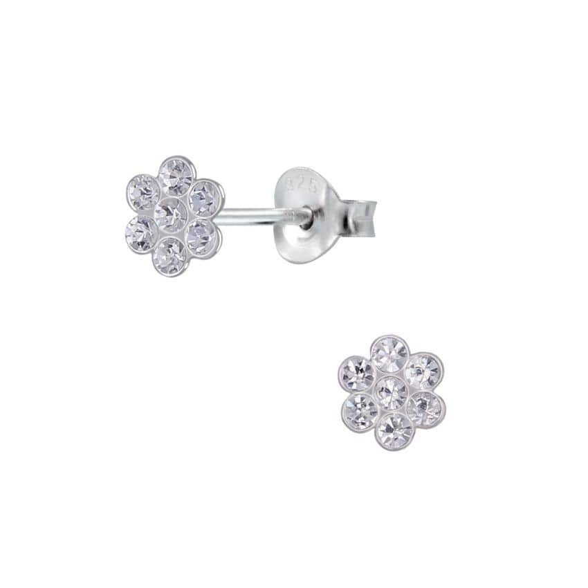 Tiny Flower Sterling Silver Stud Earrings