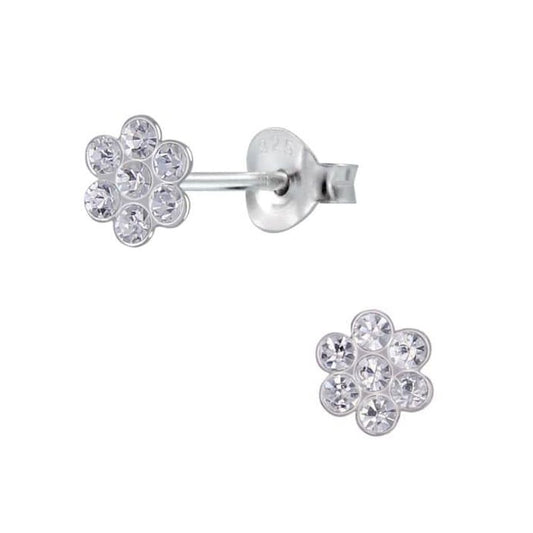 Tiny Flower Sterling Silver Stud Earrings