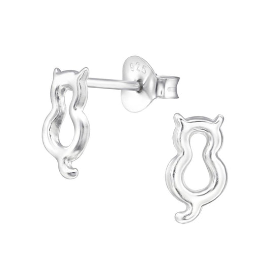 Tiny Sterling Silver Cat Stud Earrings