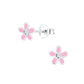 Tiny Sterling Silver Pink Flower Earrings
