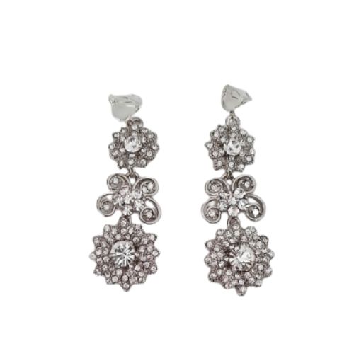 Triple Drop Sparkly Diamante Clip On Earrings