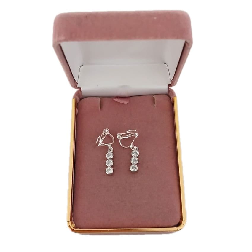 Triple Drop Sparkly Diamante Clip On Earrings(2)