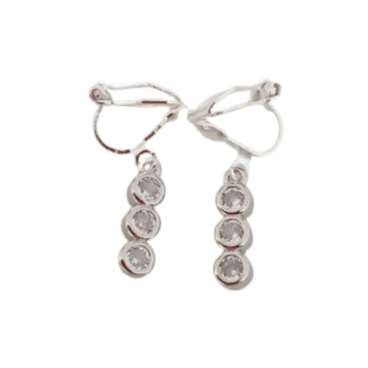 Triple Drop Sparkly Diamante Clip On Earrings