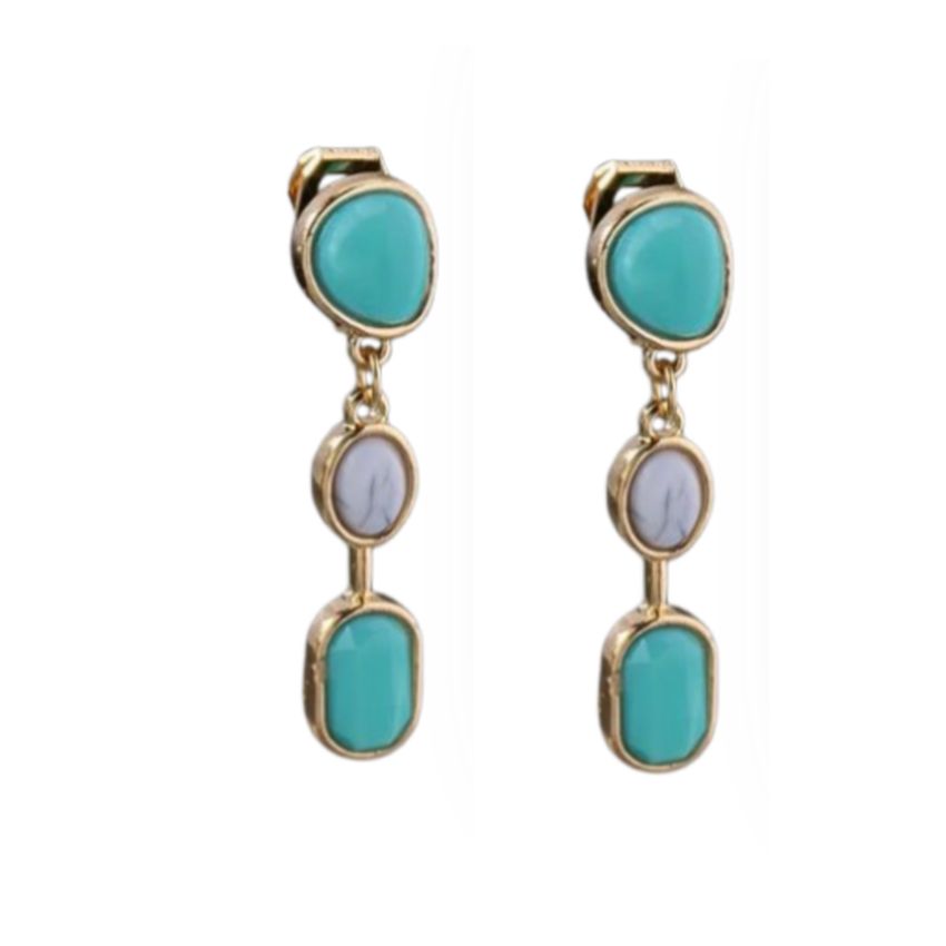 Turquoise Blue Drop Clip On Earrings