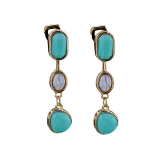 Turquoise Blue Drop Clip On Earrings
