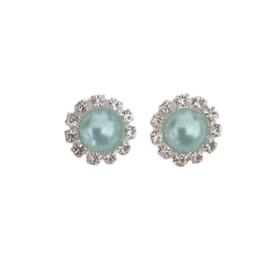 Turquoise Diamante Clip On Earrings