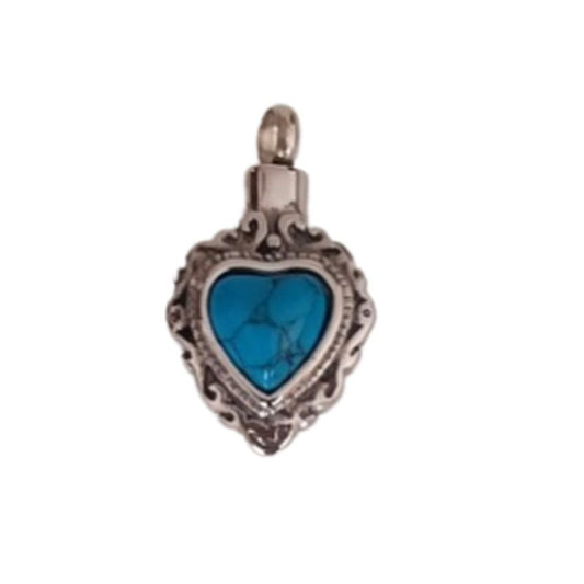 Turquoise Heart Cremation Ashes Locket