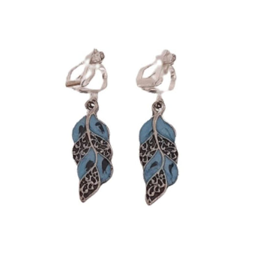 Turquoise Leaf Small Clip On Earrings