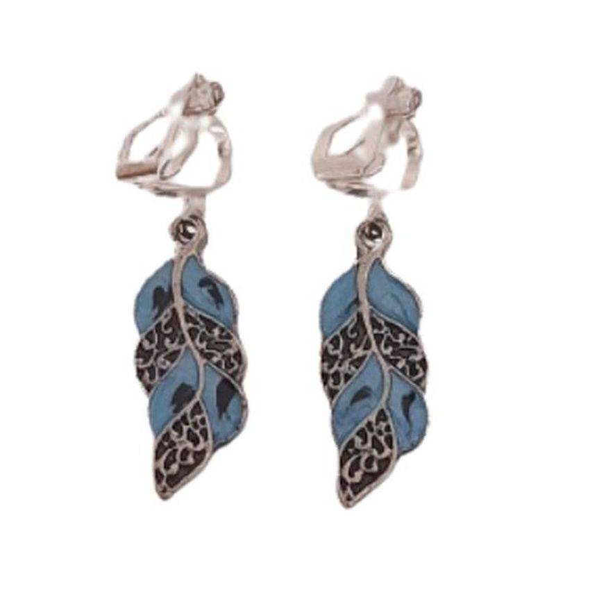 Turquoise Leaf Small Clip On Earrings