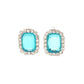 Turquoise Rectangle With Diamante Edges Clip On Earrings