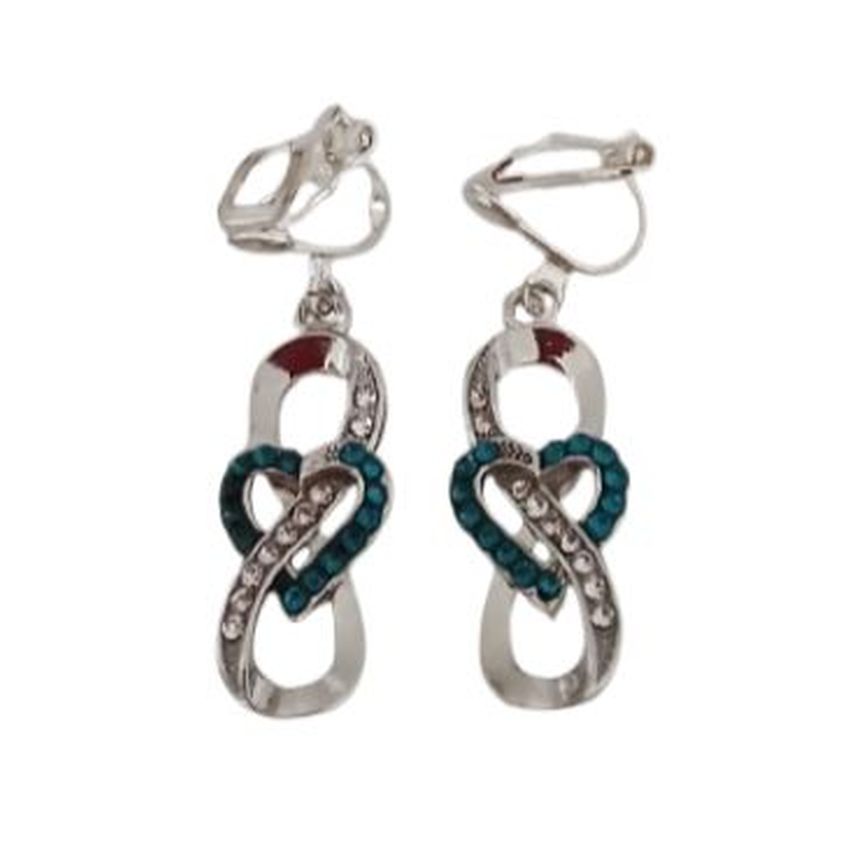 Turquoise Heart Clip On Earrings