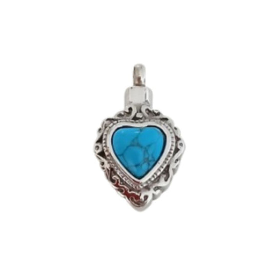 Turquoise Heart Cremation Ashes Locket