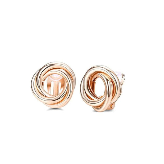 Twist Rose Gold Clip On Earrings
