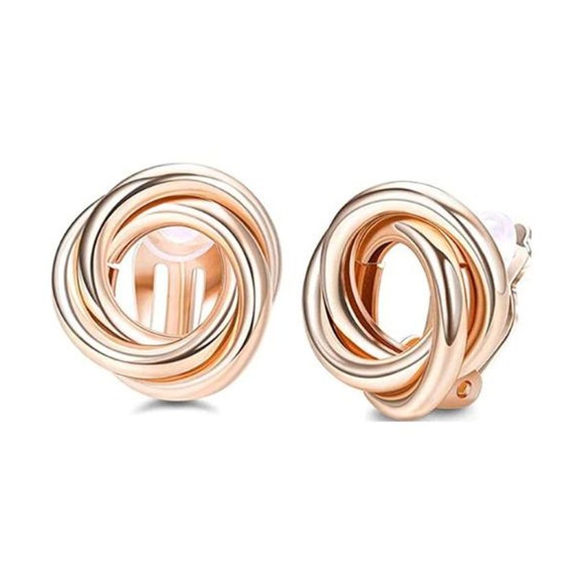 Twist Rose Gold Clip On Earrings